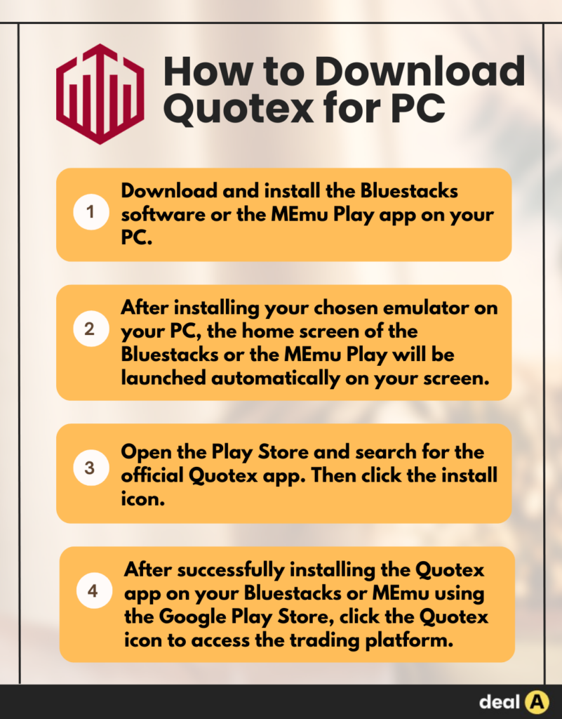 How to download Quotex for PC Infographic